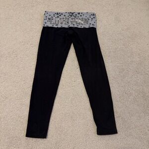 Y2K Victoria's Secret PINK VS Foldover Leggings Silver Heart Pattern Love VTG M
